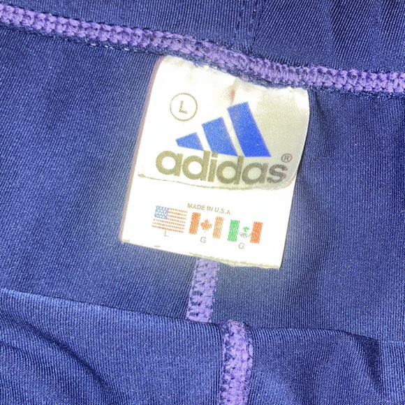 Adidas Dark Blue Shorts with Green Stripes Vintage Kids Large - Picture 2 of 9